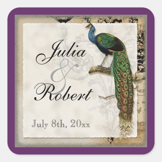 Favor Cadeau Matching Sticker -  Peacock 6 (Voorkant)