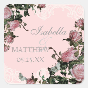Favor Cadeau Stickers of zegels, Trellis Roos Vint