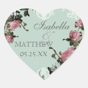 Favor Cadeau Stickers of zegels, Trellis Roos Vint