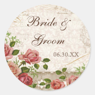 Favor Cadeau Stickers of zegels, Trellis Roos Vint