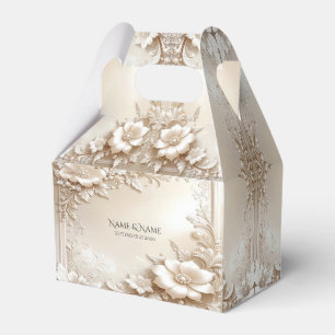 Favor Doos met Ivoren Bloemen Bedankdoosjes
