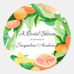 Favor Envelop Seal Citrus Bruiloft Vrijgezellenfee Ronde Sticker