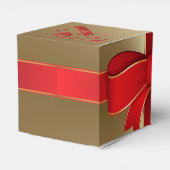 Favor/Gift Box - Rood strik & lint op goud Bedankdoosjes (Achterkant)