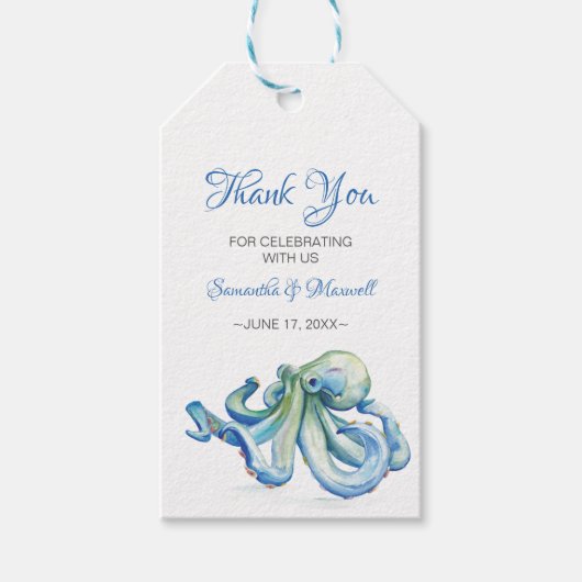 Favor Gift Label Octopus Cadeaulabel (Voorkant)