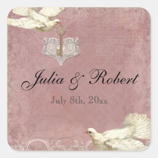 Favor Gift Sticker - Peacock Feathers Wedding Seal (Voorkant)