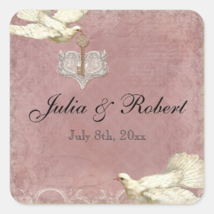 Favor Gift Sticker - Peacock Feathers Wedding Seal