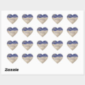 Favor Heart Ivory Cram Blue Navy Lace Bedankt Hart Sticker (Vel)