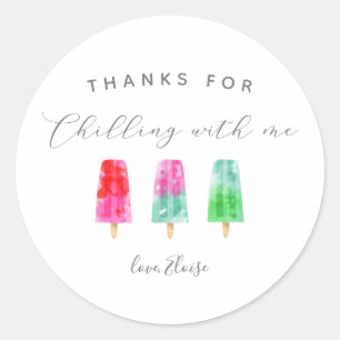 Favor Popsiday Birthday Party Ronde Sticker