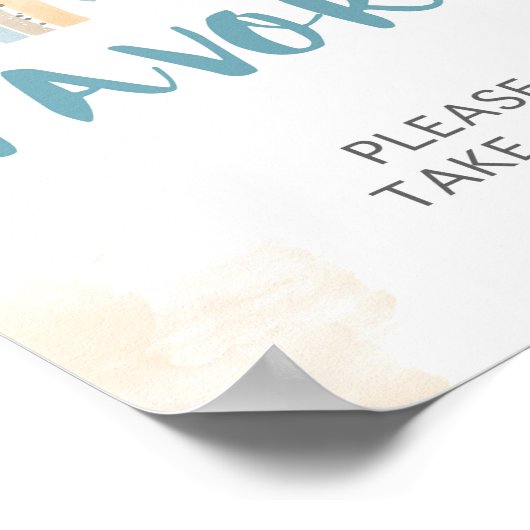 Favor Sign Blue Boho Rainbow Shower Sign Poster (Hoek)