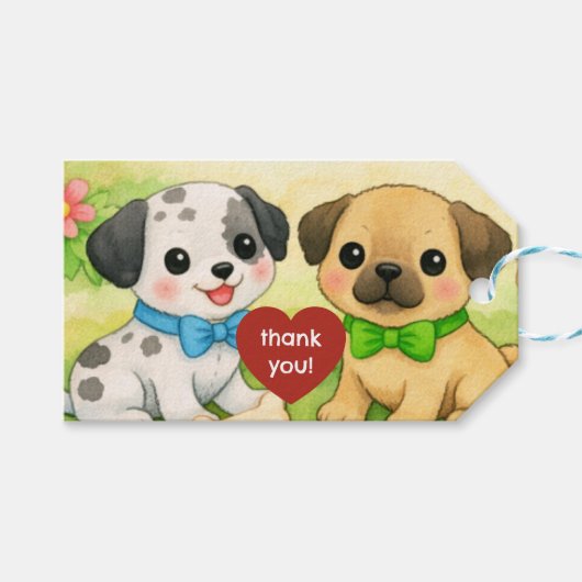 Favor Tag voor Feestelijkheden - Puppy Thema Cadeaulabel (Voorkant (Horizontaal))