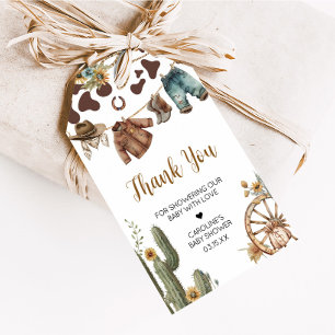 Favor-taglabels voor een Cowboy-babyshower Cadeaulabel