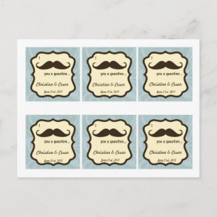 Favor Tags I Mustache You a Question fun blauw Briefkaart