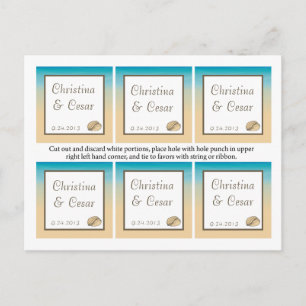 Favor Tags Ocean Beach Shore Seashells Sandy Tide Briefkaart