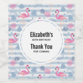 Favor van het flamingo & Pineapple Patroon Wijn Etiket (Enkel label)