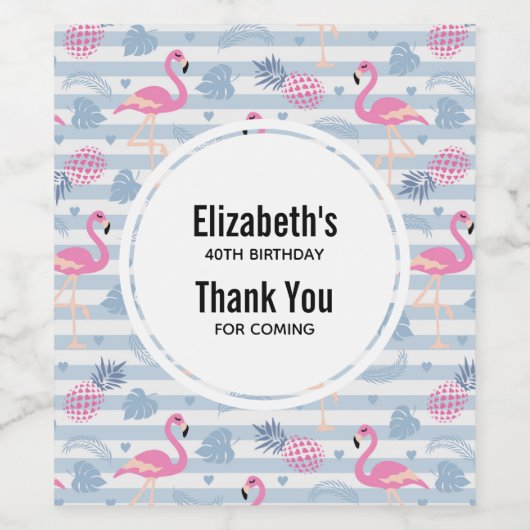 Favor van het flamingo & Pineapple Patroon Wijn Etiket (Enkel label)