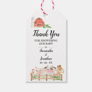 Favor voor babyboerderijdieren baby shower cadeaulabel