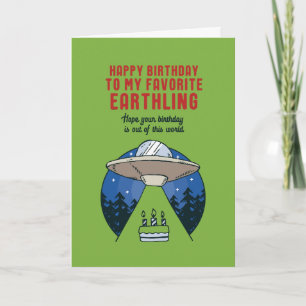 Favoriete aarding Alien UFO Pun Funny Birthday Kaart