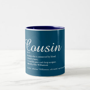 Favoriete allerbeste neef definitie script blauw tweekleurige koffiemok