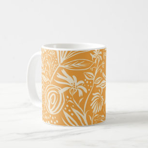 Favoriete bloemenpatroon in goudgeel, koffiemok
