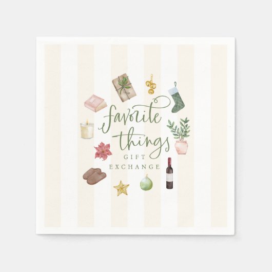 Favoriete dingen Cadeauuitwisseling Kerstfeest Servet (Voorkant)