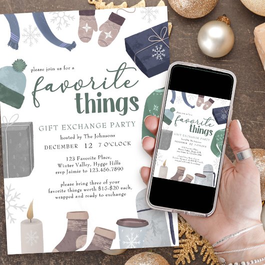 Favoriete Dingen Cozy Winter Gift Exchange Party Kaart