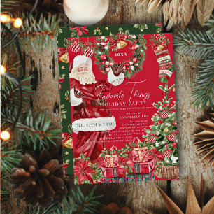 Favoriete dingen Santa Red Christmas Holiday Party Kaart