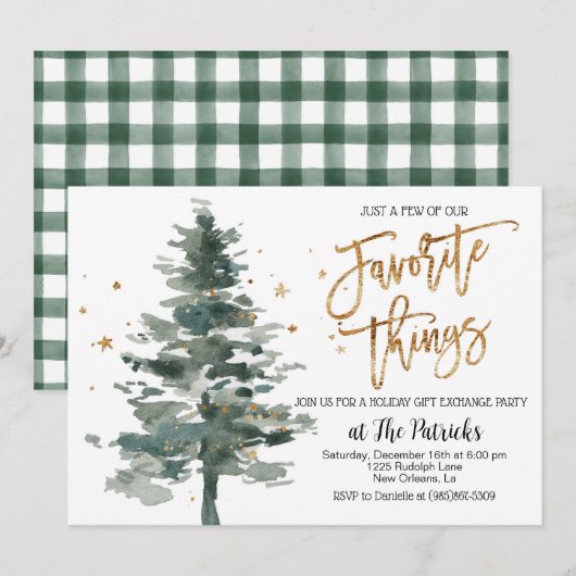 Favoriete dingen Vakantie Party uitnodiging (Voorkant / Achterkant)