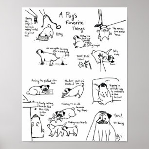 Favoriete dingen van een pug poster