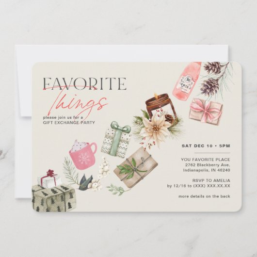 Favoriete Dingen Vriend Gift Exchange Holiday Part Kaart (Voorkant)