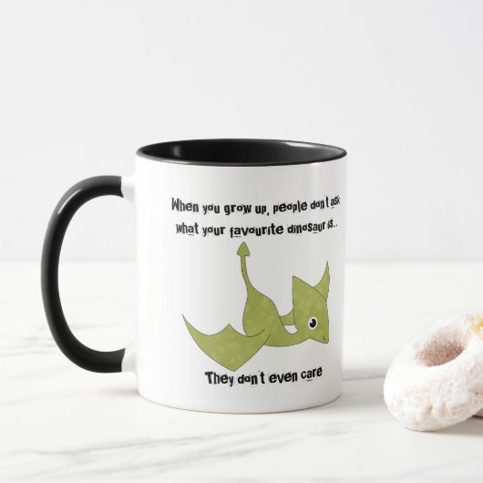 Favoriete dinosaur pterodactyl Funny Quote Mok (Met donut)