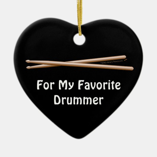 Favoriete drummer drumsticks personaliseerbaar keramisch ornament (Voorkant)