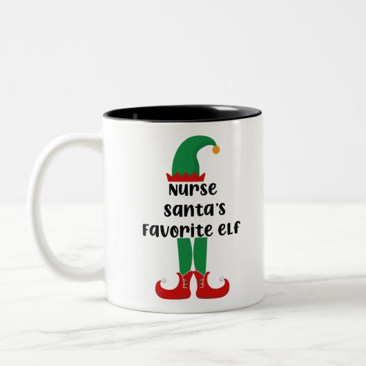 Favoriete Elf Funny Neurse Kerstmis Tweekleurige Koffiemok (Links)