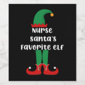 Favoriete Elf Funny Neurse Kerstmis Wijn Etiket (Enkel label)