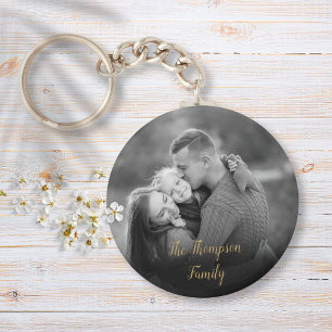 Favoriete familie zwart-wit foto goud schrift sleutelhanger