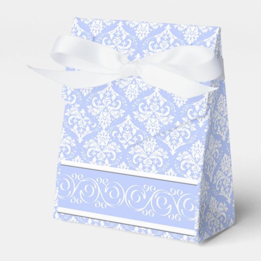 Favoriete/geschenkdoos - Wedgewood Blue Damask Bedankdoosjes (Voorkant Zijde)