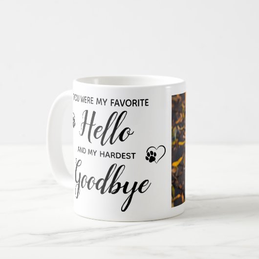 Favoriete Hallo Harde afscheid Foto Pet Memorial Koffiemok (Voorkant links)