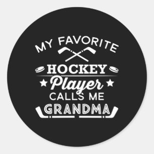 Favoriete ijshockeyspeler voor oma ronde sticker