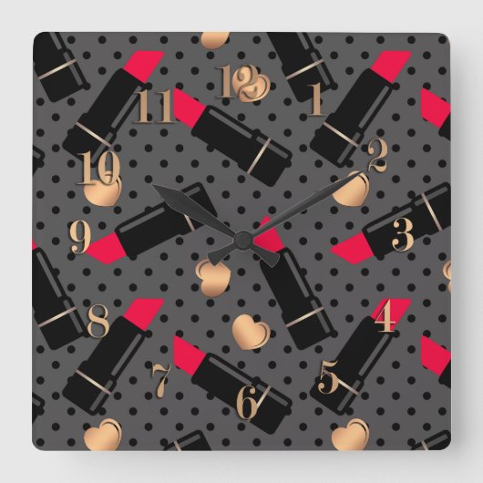 Favoriete lipstick vierkante klok (Voorkant)