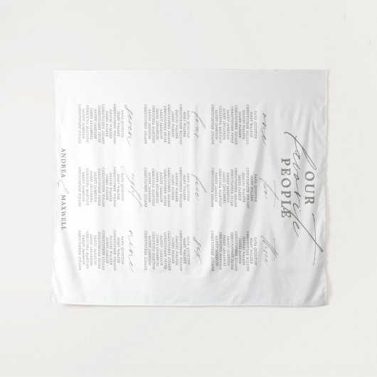 Favoriete Mensen Groene Sage Bruiloft Zitkaarten Wandkleed (Voorkant (horizontaal))