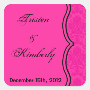 Favoriete Stickers Hot Pink Black Damask Lace Prin