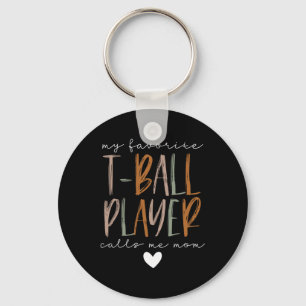 Favoriete T-ball speler Noem me Moeder Honkbal Sleutelhanger