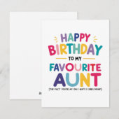 Favoriete Tante Verjaardag Kaart (Voorkant / Achterkant)
