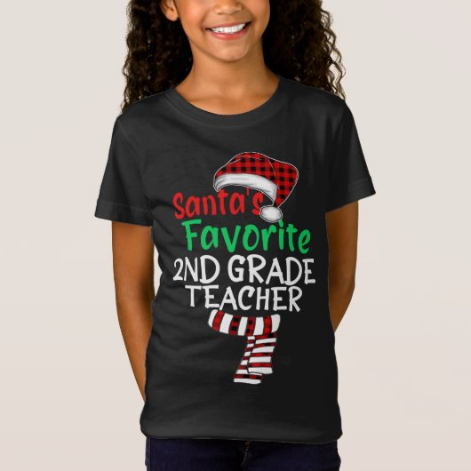 Favoriete tweede klas leraar Xmas Santa Red T-shirt (Voorkant)