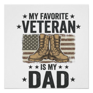 Favoriete Vader Veteraan Patriottische Combat Boot Perfect Poster