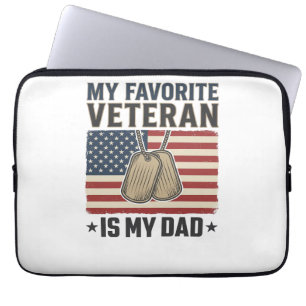 Favoriete Vader Veteraan Patriottische Hond Tags O Laptop Sleeve