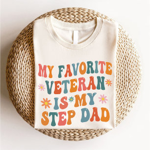 Favoriete veteraan is mijn stap vader retro groovy t-shirt