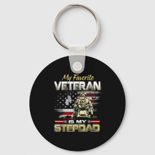 Favoriete veteraan is stiefvader vlag vaders veter sleutelhanger