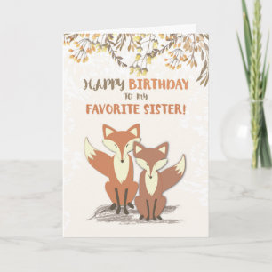 Favoriete zuster Birthday Foxes, bladeren op filia Kaart