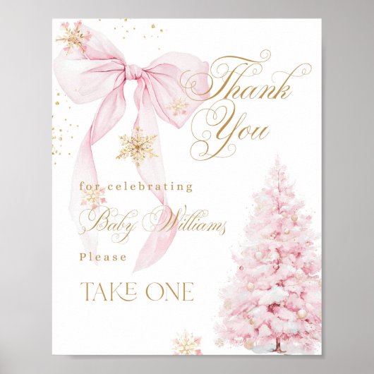 Favorieten Roze Boog Koud Buiten Baby shower Poster (Voorkant)