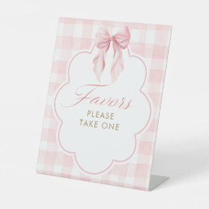 Favorieten Roze Strik Baby Shower Tafelbord Reclamebord Met Voetstuk